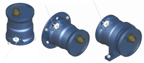 Mounting the Series C displacement sensor is easy with the low profile cam lock method (left).  Optionally, the flat base (center) and saddle clamp (right) can be specified for applications not suitable for the cam lock mounting method.
