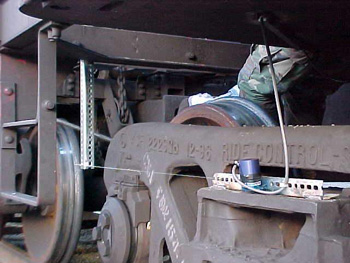 position transducer mounted on train car carriage, photo credit: Somat Corporation (
http://www.somat.com/)