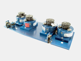 Crash test dummy chest displacement sensor suite