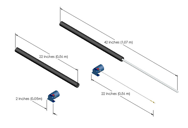 Figure 8 - Size comparison of CPTs to rod-and-cylinder devices such as LVDTs and linear potentiometers